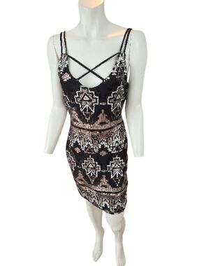 Black & Rose Gold Sequin Bodycon Dress